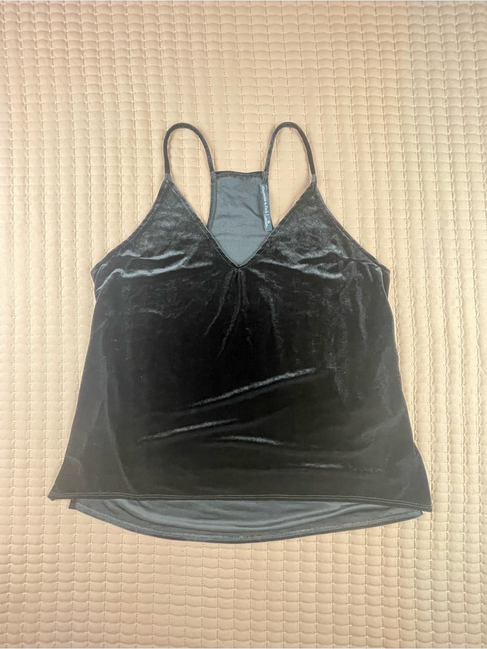 Abercrombie & Fitch Black Velvet V-Neck Cami Tank Medium
